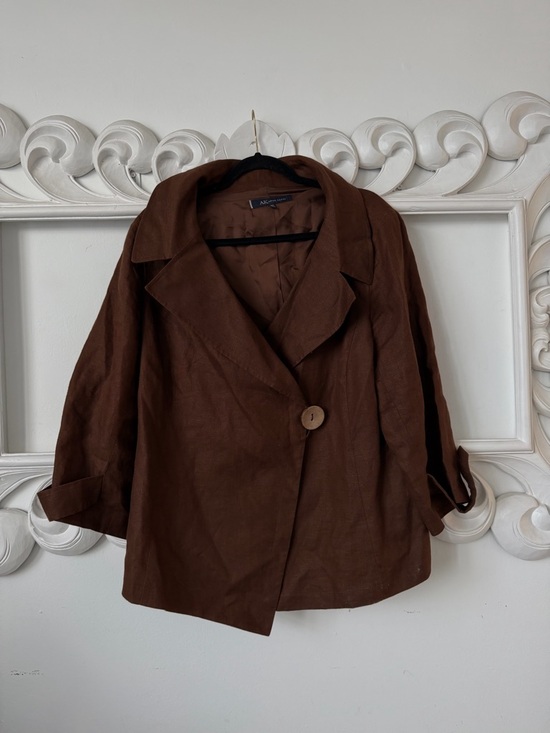 Alfani Jackets & Blazers - Anne Klein Brown Lightweight 100% Linen Jacket